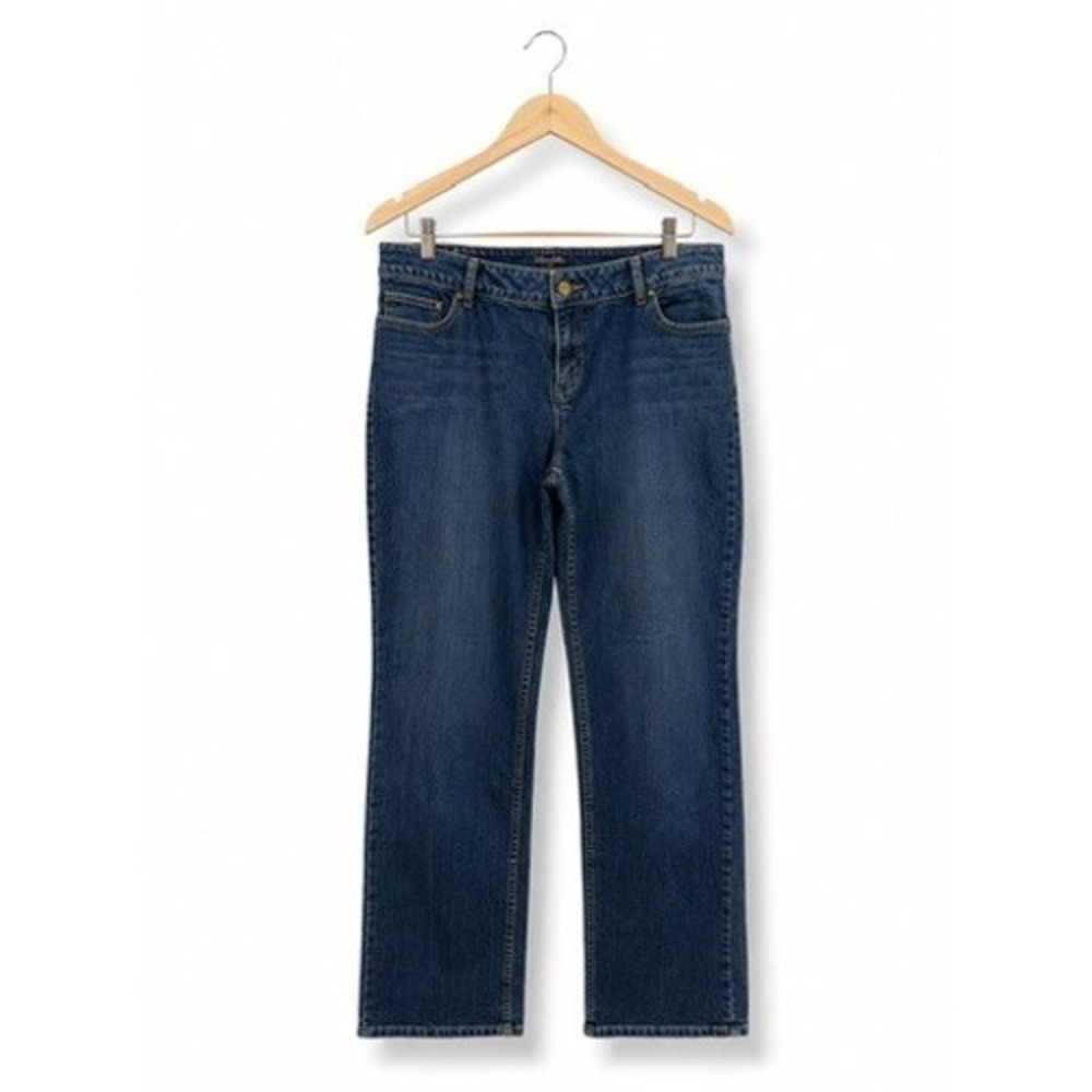 Simply Vera Wang Womens Straight Leg Jeans Medium Wash Blue Stretch Denim 16